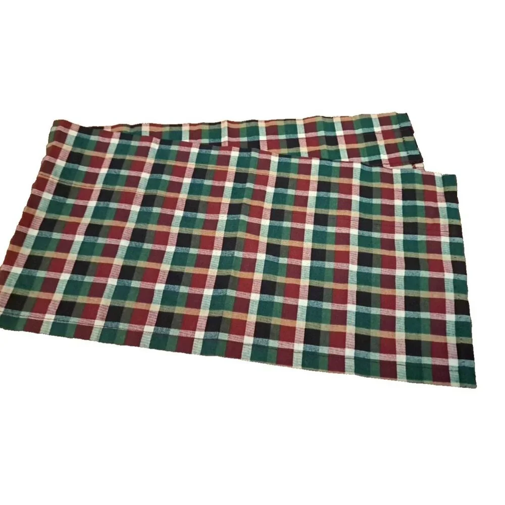 NWOT Plaid Curtain Valance Green Red Louis Hornick Farmhouse Country 58x15